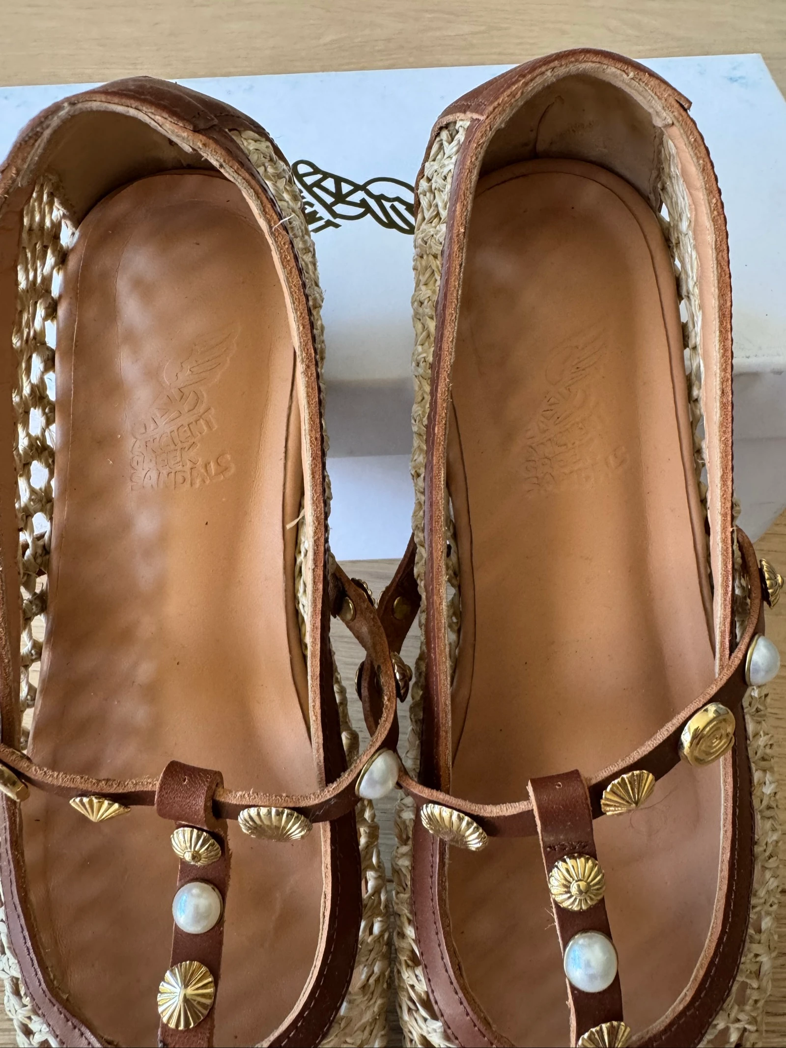 Sandalias Ancient Greek de rafia, bailarinas color coñac beige talla 37 – photo 4